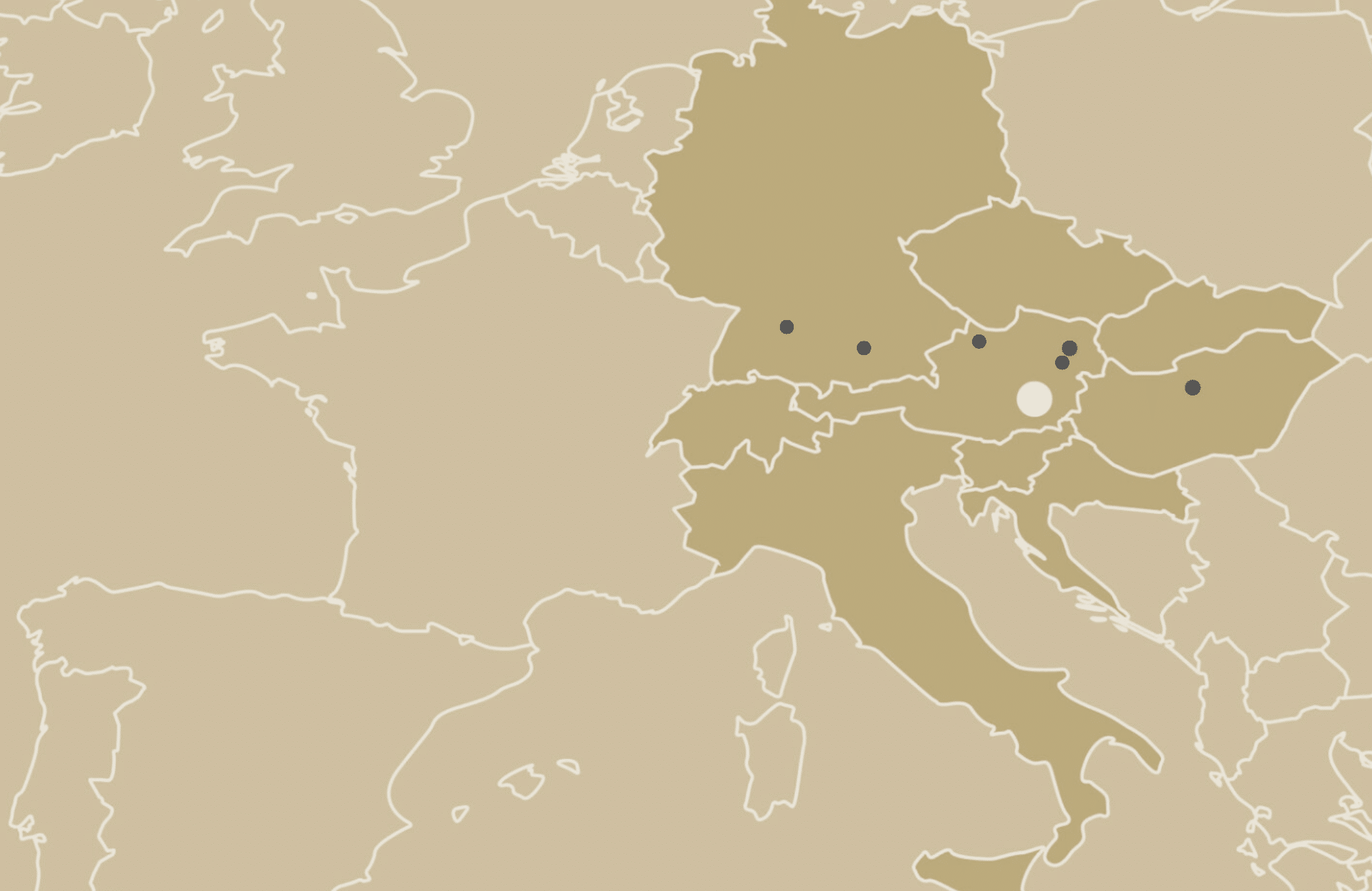 Landkarte mit Deutschland, Österreich, Ungarn